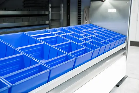 LMB dobozok az SSI LogiMat® vertikális tárolóautomatához